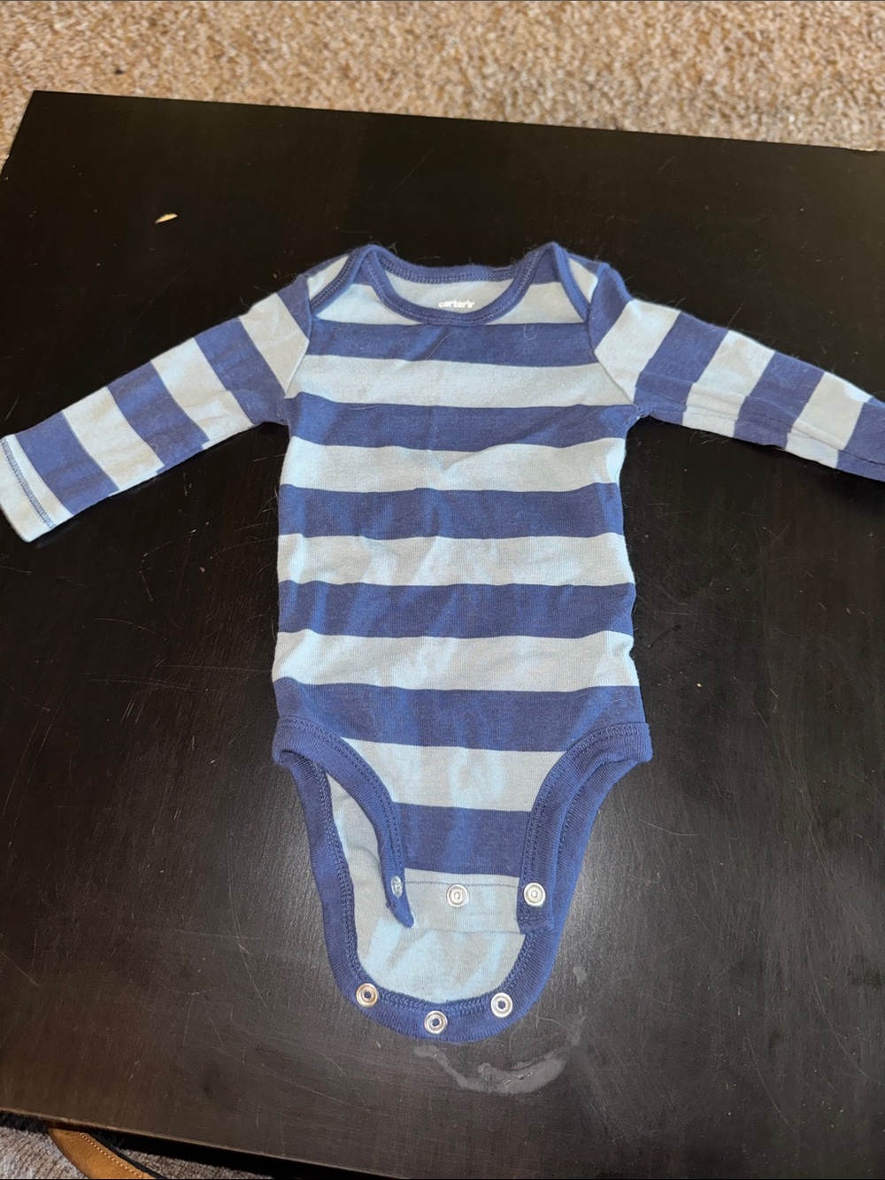 Carter's Navy and Light Blue Striped Long-Sleeve Bodysuit